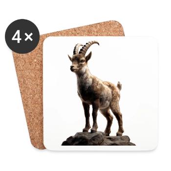 Steinbock Ziege Alpensteinbock Capricorn Ziegen  - Untersetzer (4er-Set) - Weiß - Vorne