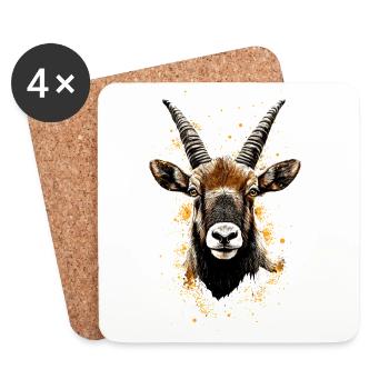 Steinbock Ziege Alpensteinbock Capricorn Ziegen - Untersetzer (4er-Set) - Weiß - Vorne