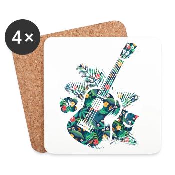 Hawaiian Ukulele Uke Tropical - Coasters (set of 4) - white - Front