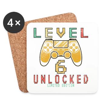 Level 6 freigeschaltet - Untersetzer (4er-Set) - Weiß - Vorne