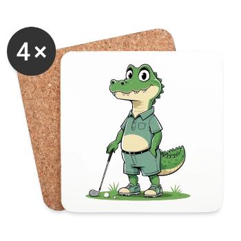 Alligator golf hero in casual look - Coasters (set of 4) - white - Front