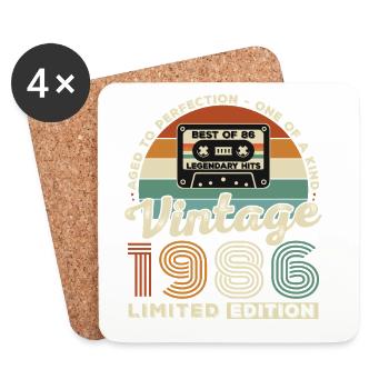1986 Vintage Rétro Cadeau D'anniversaire - Dessous de verre (lot de 4) - blanc - Devant