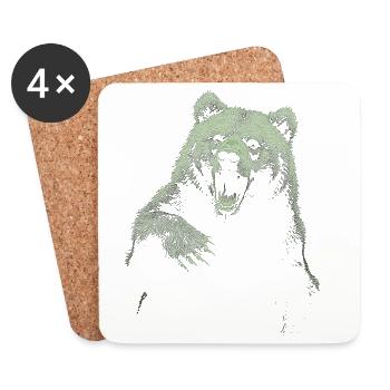 Grizzly Bear Randonnée Camping Ours brun vintage - Dessous de verre (lot de 4) - blanc - Devant