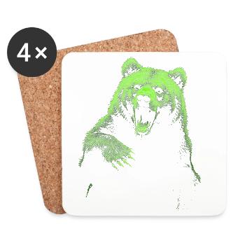 Grizzly Bear Hiking Camping Vintage Brown Bear - Coasters (set of 4) - white - Front