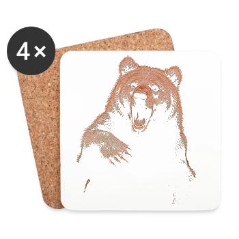 Grizzly Bear Randonnée Camping Ours brun vintage - Dessous de verre (lot de 4) - blanc - Devant