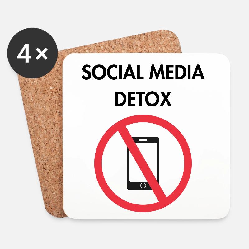 Social-Media-Entgiftung - Untersetzer (4er-Set) - Weiß