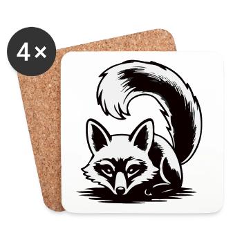 Silhouette du renard lunaire - Dessous de verre (lot de 4) - blanc - Devant
