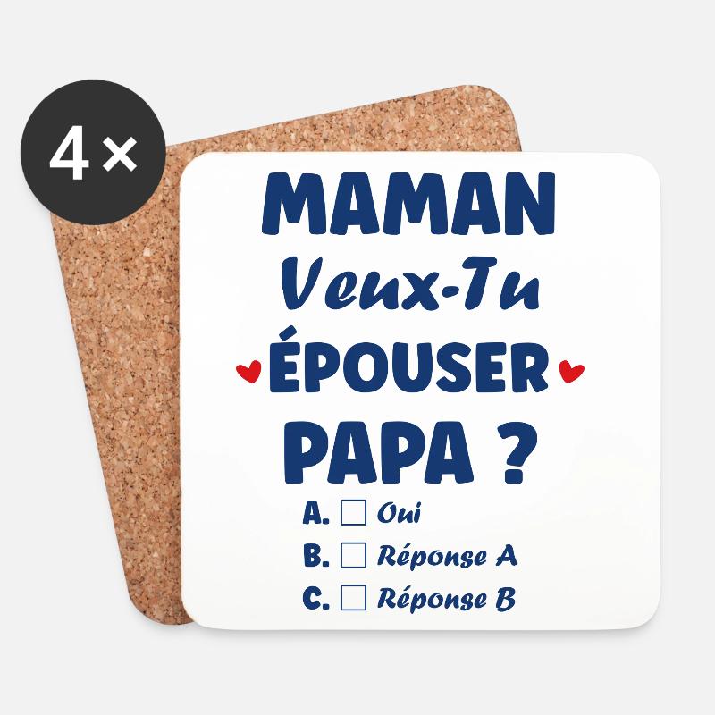 Mama, willst du Papa heiraten? - Untersetzer (4er-Set) - Weiß
