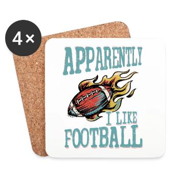 Apparently I Like Football Player Fan Season - Coasters (set of 4) - white - Front