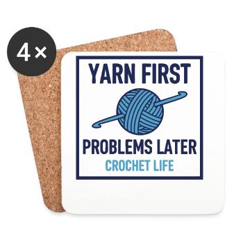 Crochet Life Lustige Geschichten Erste Probleme später - Untersetzer (4er-Set) - Weiß - Vorne