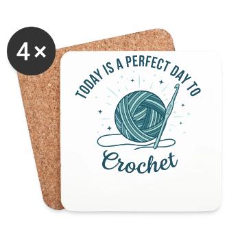 Aujourd’hui est un jour parfait pour les passionnés de laine au crochet - Dessous de verre (lot de 4) - blanc - Devant