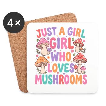 Juste une fille qui adore les champignons - Dessous de verre (lot de 4) - blanc - Devant