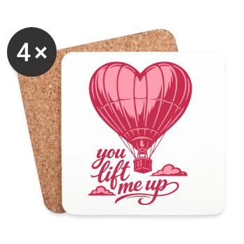 You Lift Me Up | Ballon Heart - Valentine's Day - Untersetzer (4er-Set) - Weiß - Vorne
