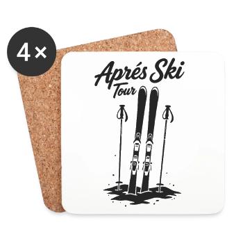 Groupe vacances d’hiver après ski ski - Dessous de verre (lot de 4) - blanc - Devant