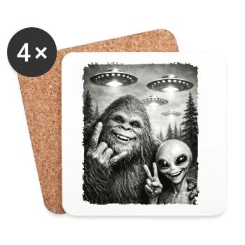 Bigfoot, Alien Rocker, Musique Rock, Main de Rock, OVNI - Dessous de verre (lot de 4) - blanc - Devant