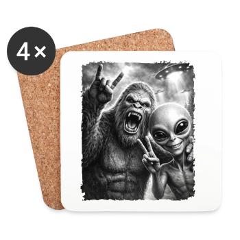 Bigfoot, Alien Rocker, Musique Rock, Main de Rock, OVNI - Dessous de verre (lot de 4) - blanc - Devant