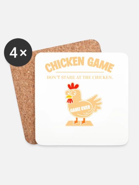 Chicken Game Over Cartoon Humor - Coasters (set of 4) - white