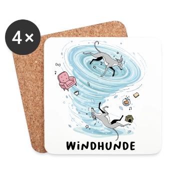 Windhunde - Untersetzer (4er-Set) - Weiß - Vorne