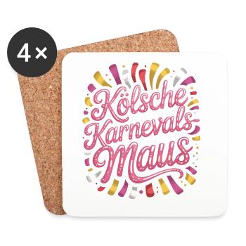 Kölsche Karnevalsmaus Karneval Köln Kölner Maus - Untersetzer (4er-Set) - Weiß - Vorne