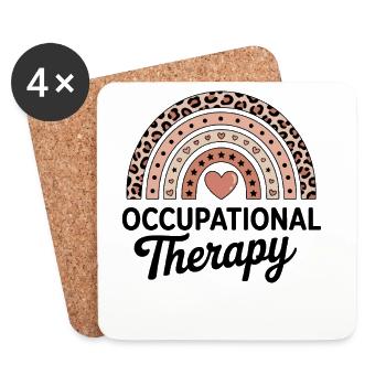 Pastel Rainbow Heart Therapy - Coasters (set of 4) - white - Front
