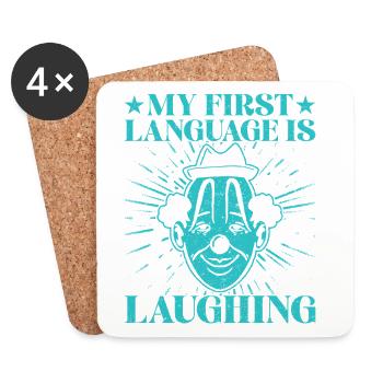 Idée cadeau pour artiste de cirque rieur en langue maternelle - Dessous de verre (lot de 4) - blanc - Devant