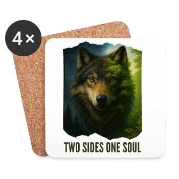 Les Deux Visages du Loup - Dessous de verre (lot de 4) - blanc - Devant