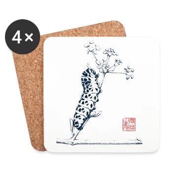 Dovetail Caterpillar with Kanji Stamp - Coasters (set of 4) - white - Front