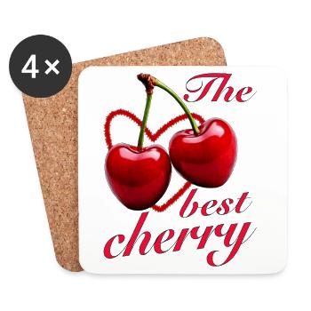 CHERRIES The best cherry - Coasters (set of 4) - white - Front