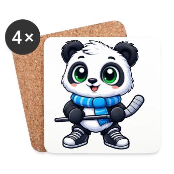 Süßer Panda Eishockeyspieler Cartoon Wintersport - Coasters (set of 4) - white - Front