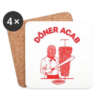 Döner ACAB Parodie Links - Untersetzer (4er-Set) - Weiß - Vorne