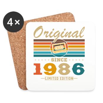 1986 Vintage Rétro Cadeau D'anniversaire - Dessous de verre (lot de 4) - blanc - Devant