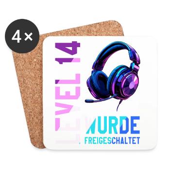 14. Geburtstag Junge Mädchen Teenager Level 14 - Untersetzer (4er-Set) - Weiß - Vorne