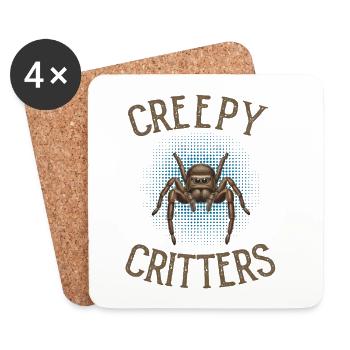 Creepy Critters – Realistic Jumping Spider - Coasters (set of 4) - white - Front
