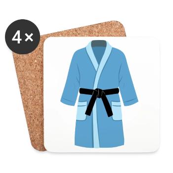 Martial Arts Bademantel (blau) - Untersetzer (4er-Set) - Weiß - Vorne