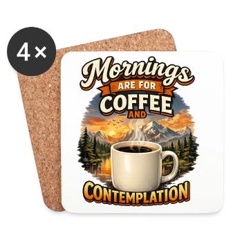 Les matins sont faits pour le café - Amoureux du café - Dessous de verre (lot de 4) - blanc - Devant