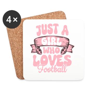 Just A Girl Who Loves Football Player Fan Season - Untersetzer (4er-Set) - Weiß - Vorne