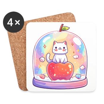 Reflet pastel pour chat dans un verre - Dessous de verre (lot de 4) - blanc - Devant