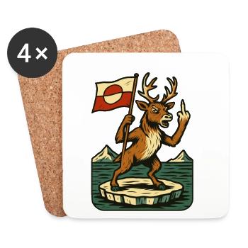 Greenland Shirt Reindeer Caribou - Coasters (set of 4) - white - Front