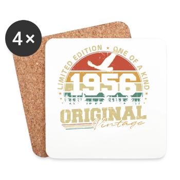 Original 1956 Vintage Vintage Anniversaire Rétro - Dessous de verre (lot de 4) - blanc - Devant