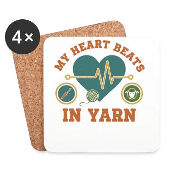 Funny Crochet My Heart Beats In Yarn Crochet Lover - Coasters (set of 4) - white - Front