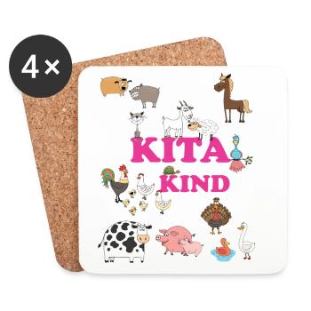 Kita Kind Animal World – Animaux Colorés - Dessous de verre (lot de 4) - blanc - Devant