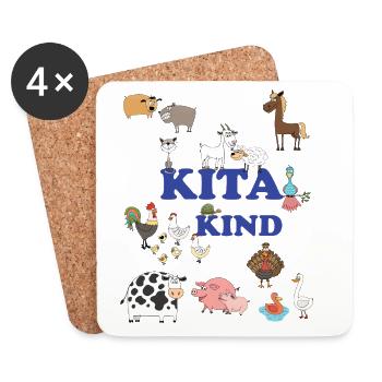 Enfants Kita Amoureux des Animaux Animaux Animaux Colorés - Dessous de verre (lot de 4) - blanc - Devant