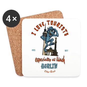 I love tourists, especially at lunch - Coasters (set of 4) - white - Front