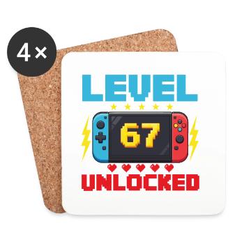 Level 67 Freigeschaltete Gamer School Meme-Kinder - Untersetzer (4er-Set) - Weiß - Vorne
