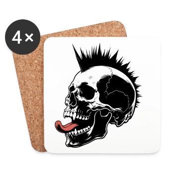 Skull Mohawk Punk Rocker Totenkopf - Coasters (set of 4) - white - Front