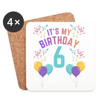 6 ans fille C’est mon anniversaire Enfants Anniversaire - Dessous de verre (lot de 4) - blanc - Devant