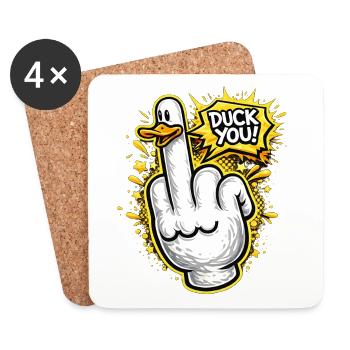 Duck You Comic Style Mittelfinger Ente - Untersetzer (4er-Set) - Weiß - Vorne