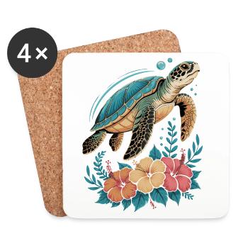 Meeresschildkröte Ozean Addict Design - Untersetzer (4er-Set) - Weiß - Vorne