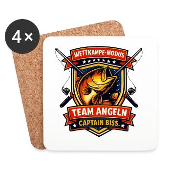 Team Angeln: Captain Biss Wettkampfmodus - Untersetzer (4er-Set) - Weiß - Vorne
