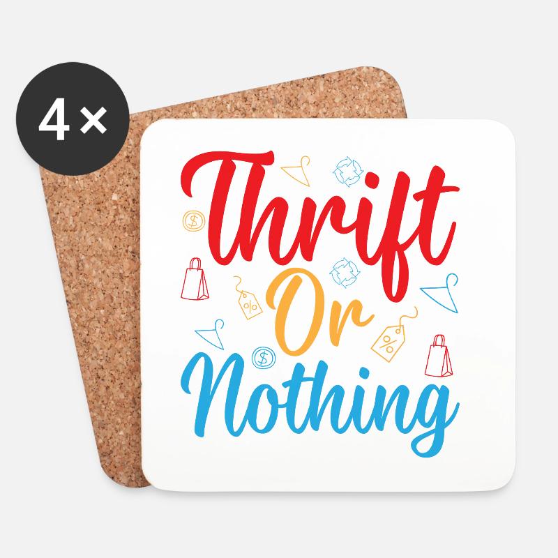 Thrift Shopper Thrift Or Nothing Thrift Store - Untersetzer (4er-Set) - Weiß